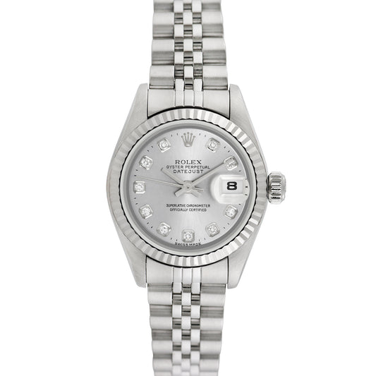 Rolex Ladies Stainless Steel Datejust with factory diamonds