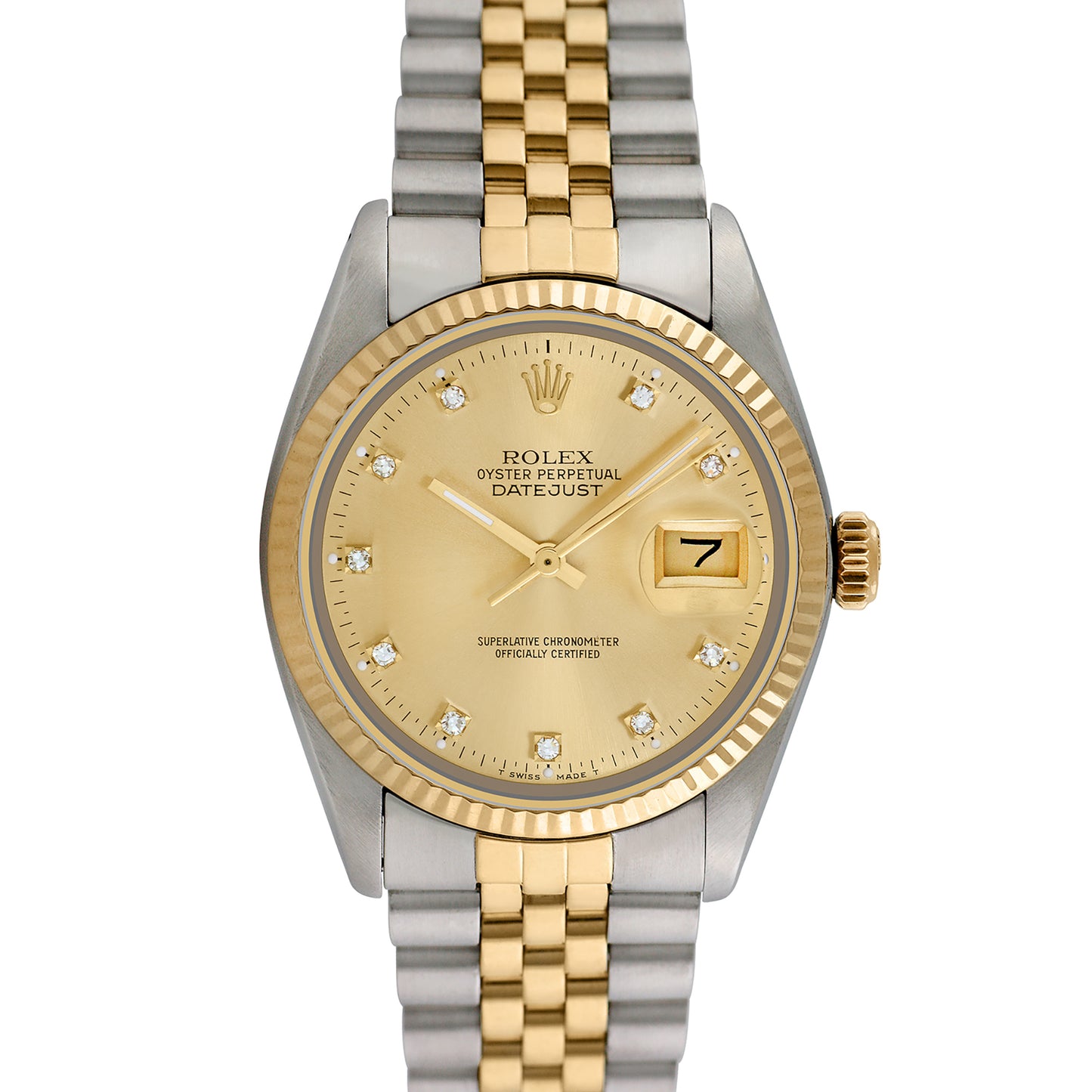 Rolex Men's Two-tone Datejust with Factory Diamonds 36mm