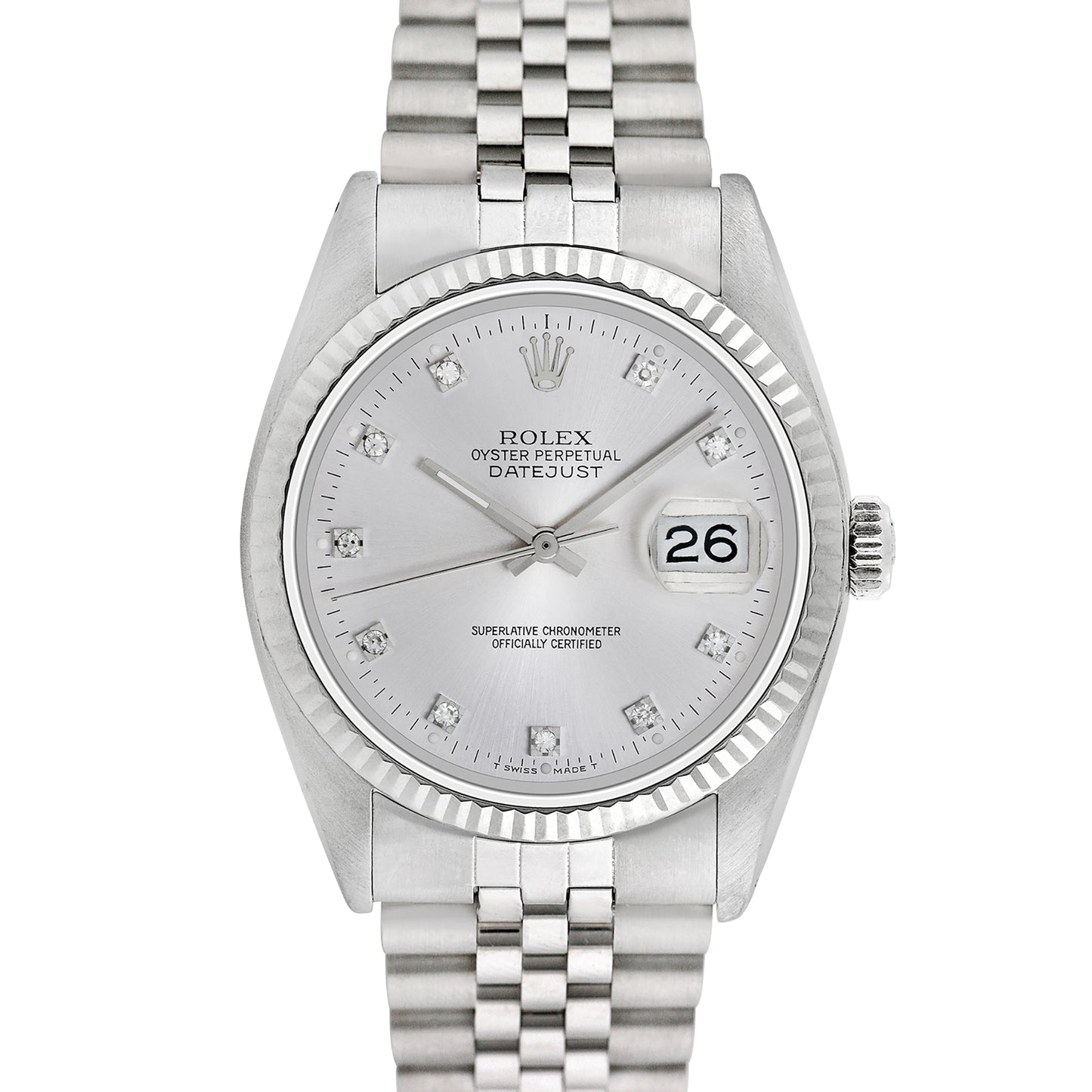 Rolex Men's Stainless Steel Datejust with Factory diamonds 36mm