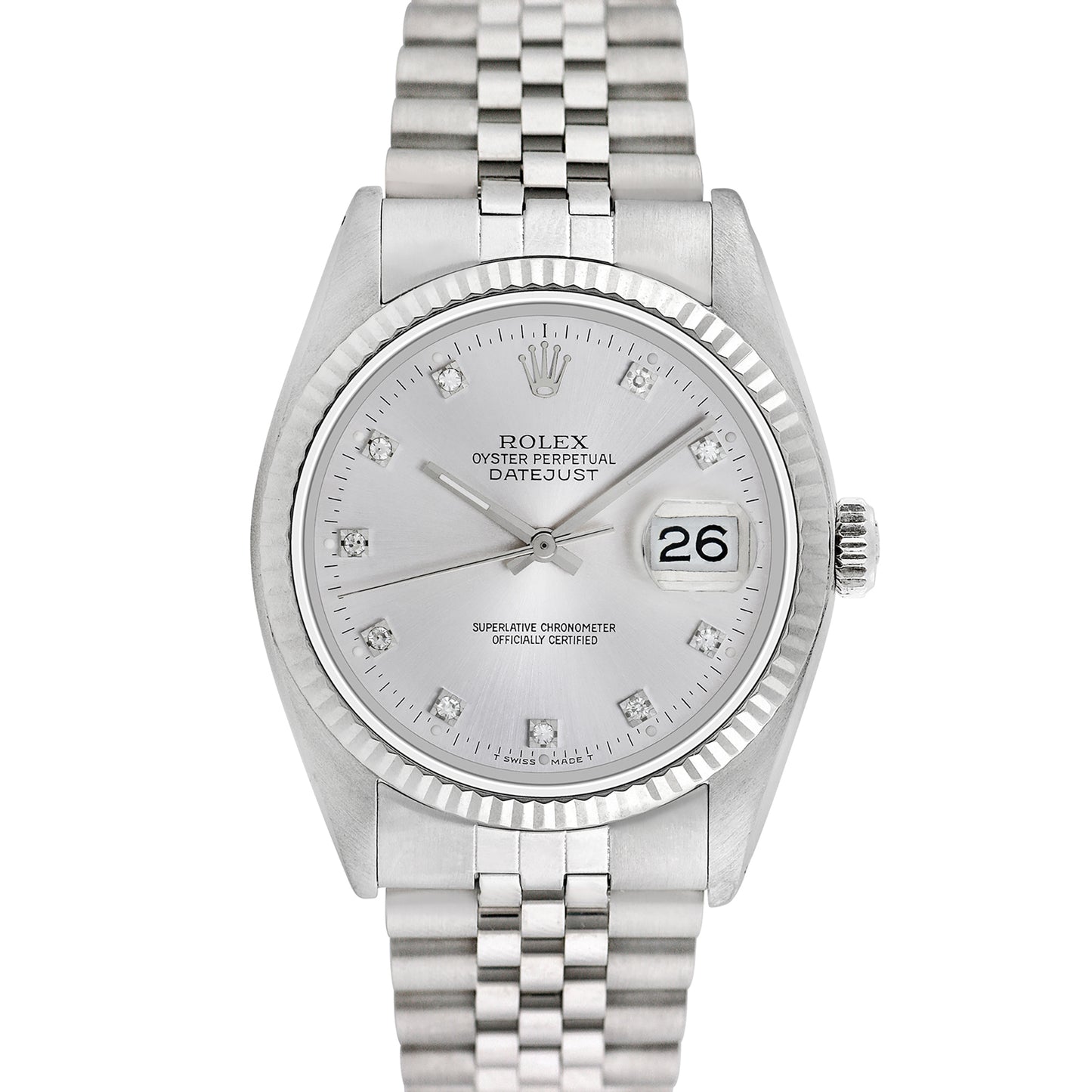 Rolex Men's Stainless Steel Datejust with Factory diamonds 36mm