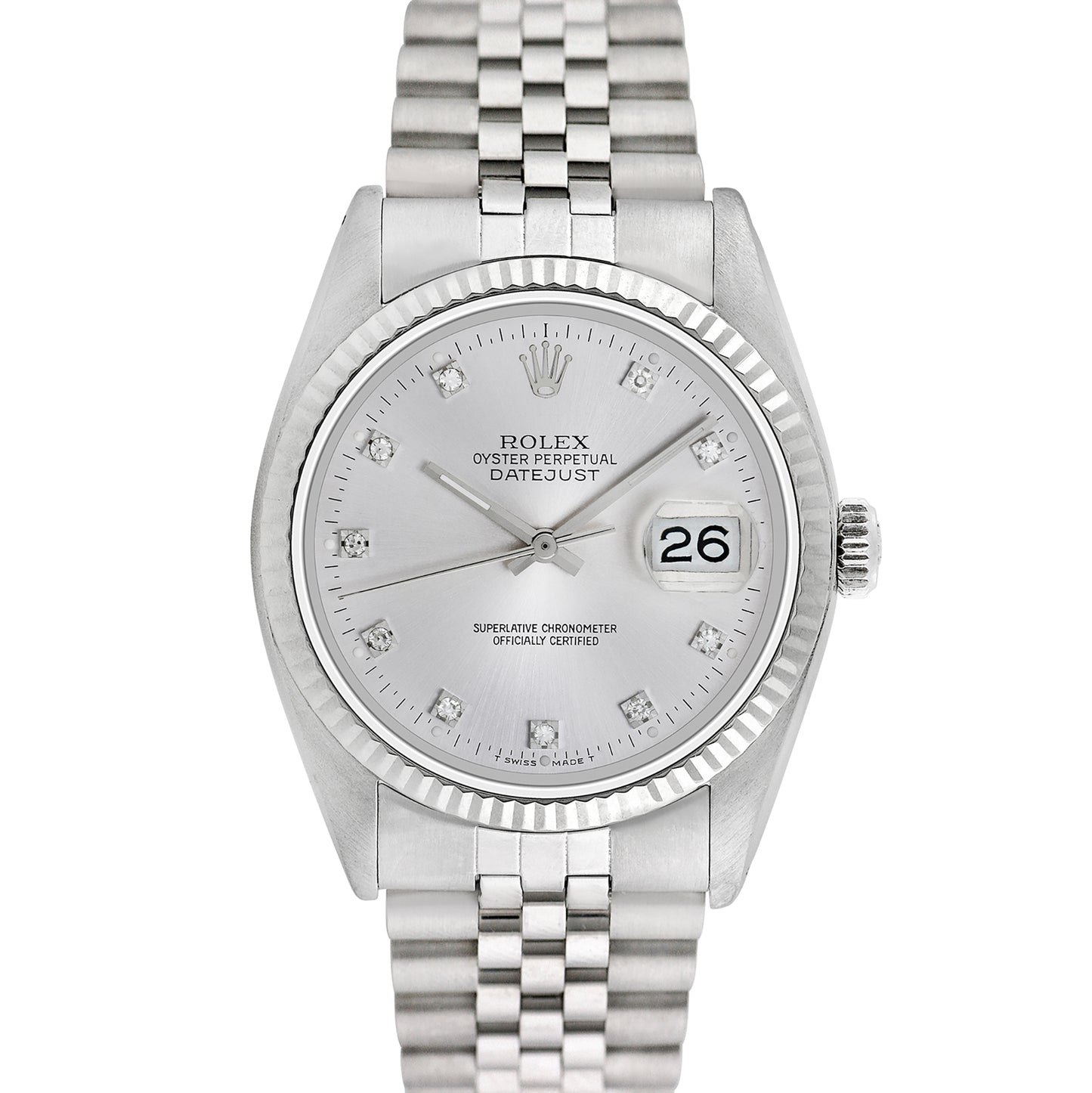 Rolex Men's Stainless Steel Datejust with Factory diamonds 36mm