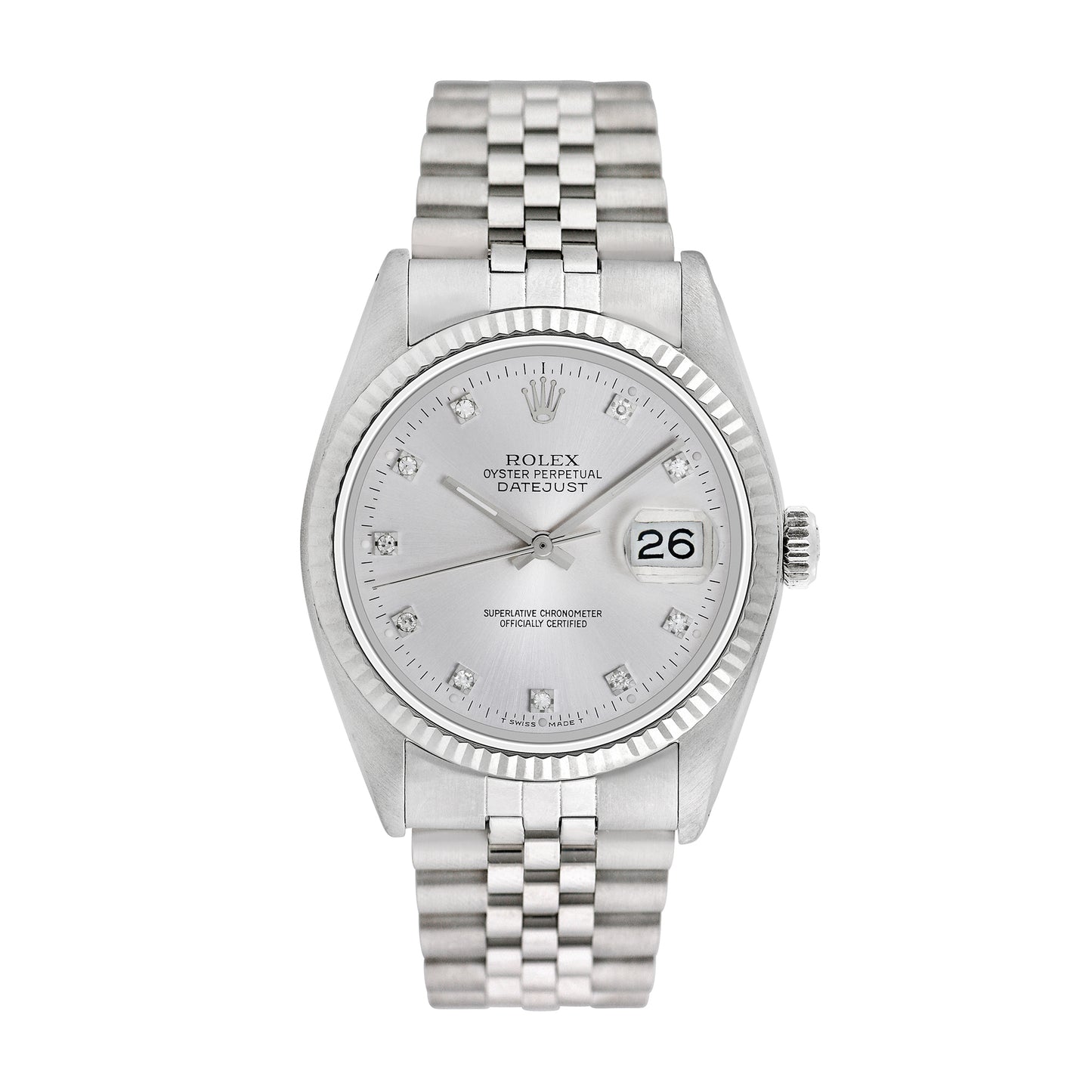 Rolex Men's Stainless Steel Datejust with Factory diamonds 36mm