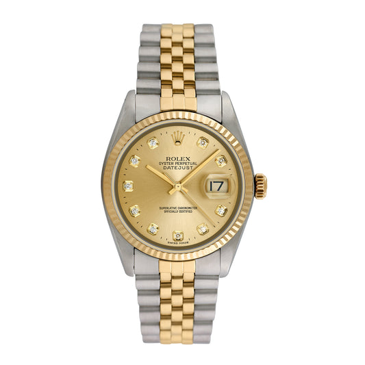 Rolex Men's Two-tone Datejust with Factory Diamonds 36mm