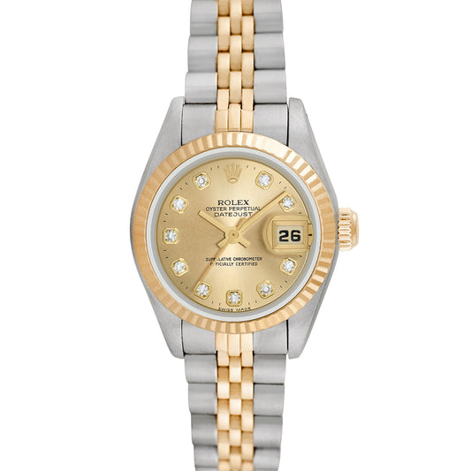 Rolex Womens Two-tone Datejust with factory diamonds 26mm