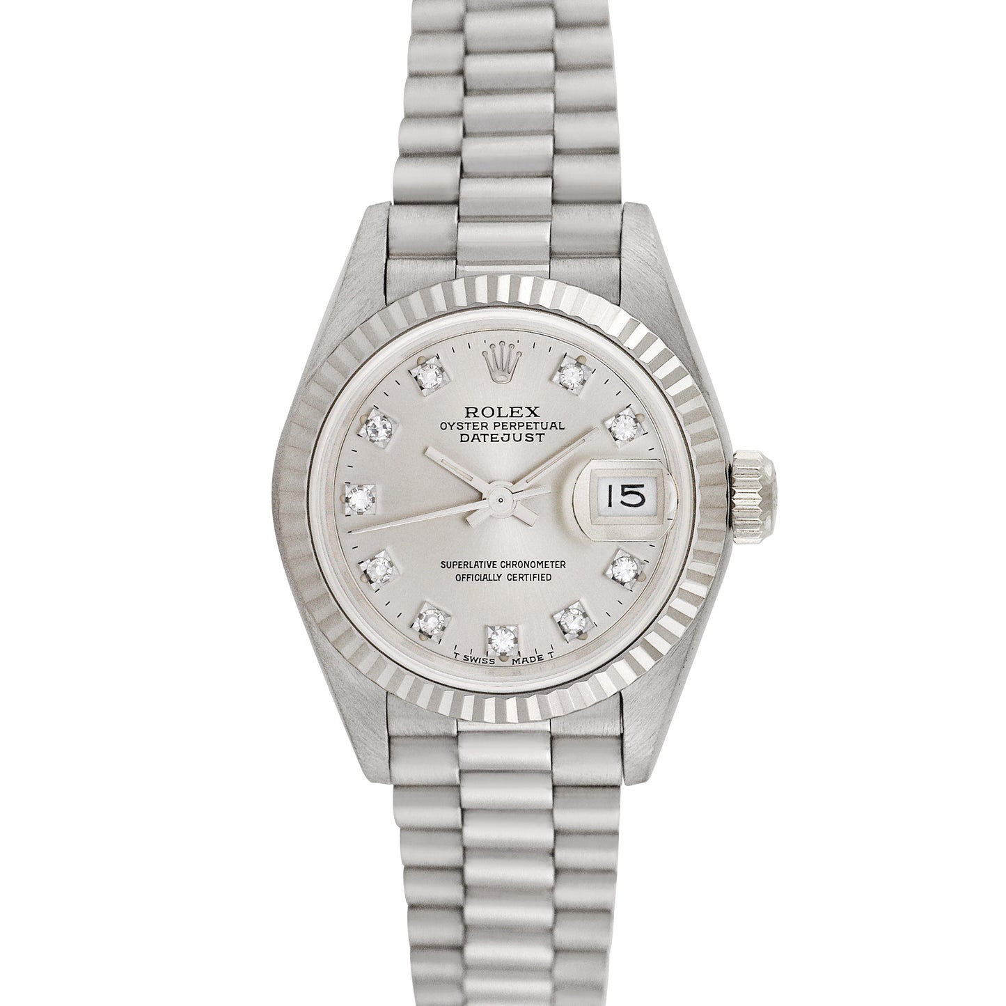 Rolex Ladies President 18K White Gold with factory diamonds