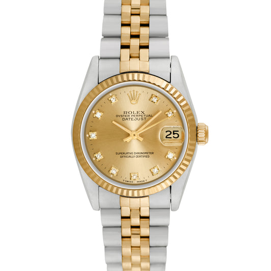 Rolex Midsize Two-tone Datejust with Factory Diamonds